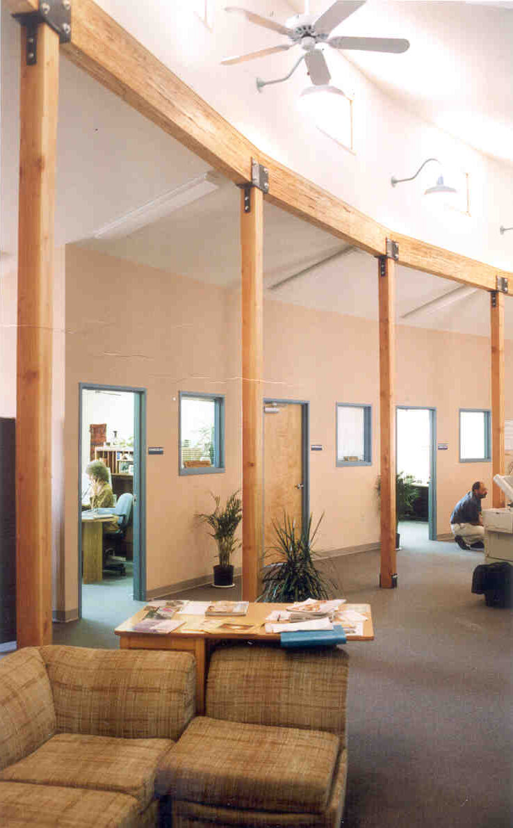 interior space - curving corridor and counseling offices